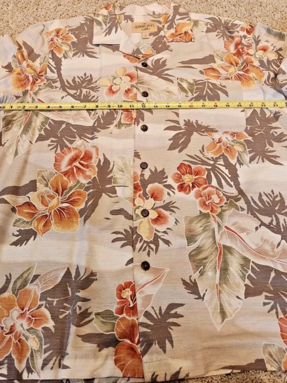 Havana Jack's Cafe Hawaiian Shirt Men's Sz. L Silk Floral Button Up Short Sleeve - Picture 10 of 15